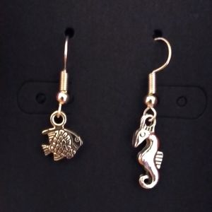 Handcrafted Mismatched Sea Creature Theme Earrings 🐠